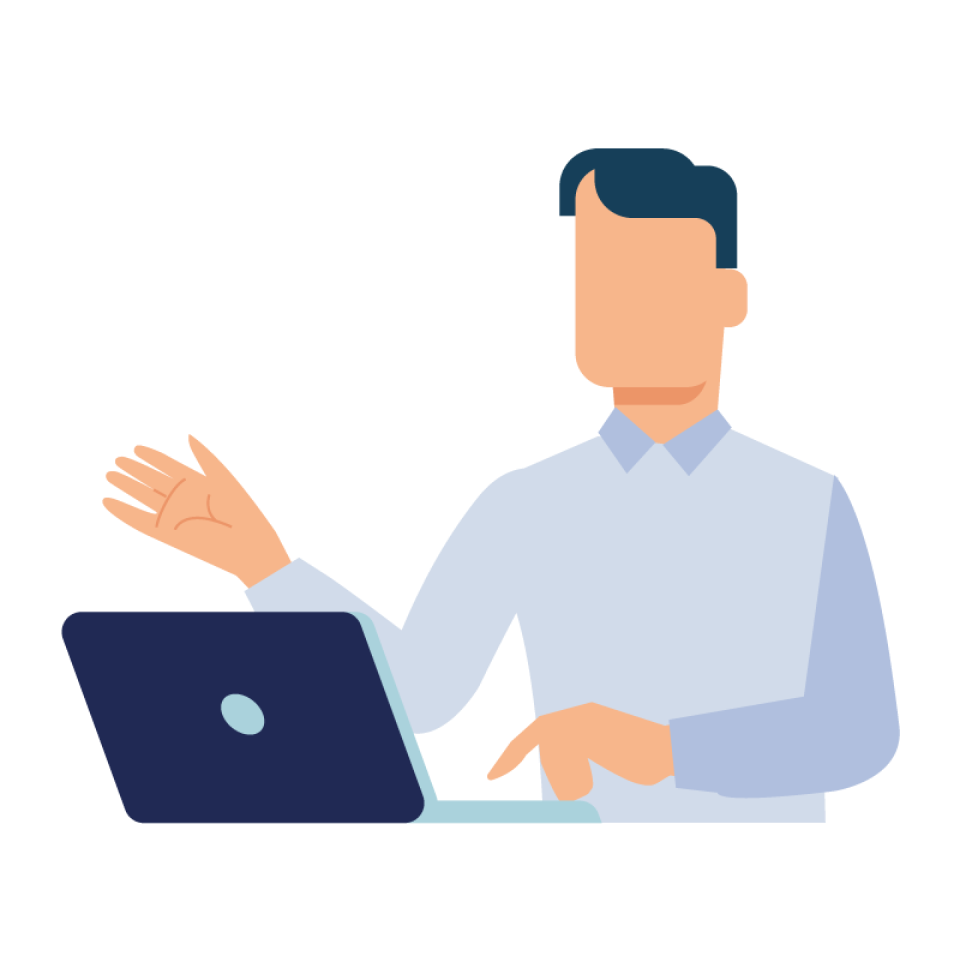 Guy searching on Laptop Icon